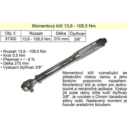 VOREL Upogibni moment ključ 13,6 - 108,5 Nm 3/8 &amp;quot;&amp;quot;, (20774198) Slike