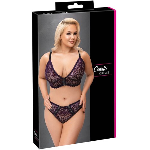 Cottelli Curves Plus Size - set grudnjaka s prozirnim uzorkom (ljubičasti) - 2XL Cijene
