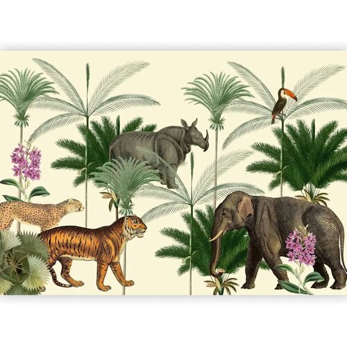  Foto tapeta - Jungle Land With Animals in the Style of Old Engravings 500x350 Premium Cene