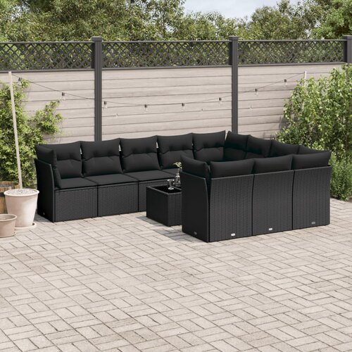  11-dijelni set vrtnih sofa od poliratana s jastucima crni Cijene