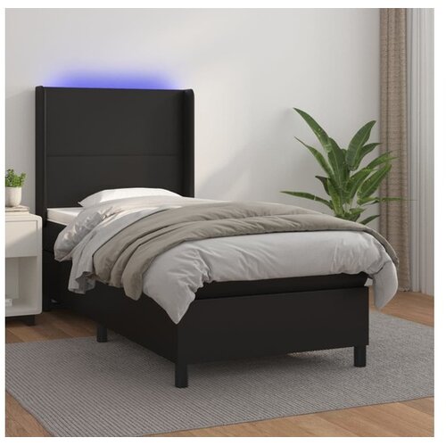  Box spring s madracem LED crni 80x200 cm od umjetne kože Cene