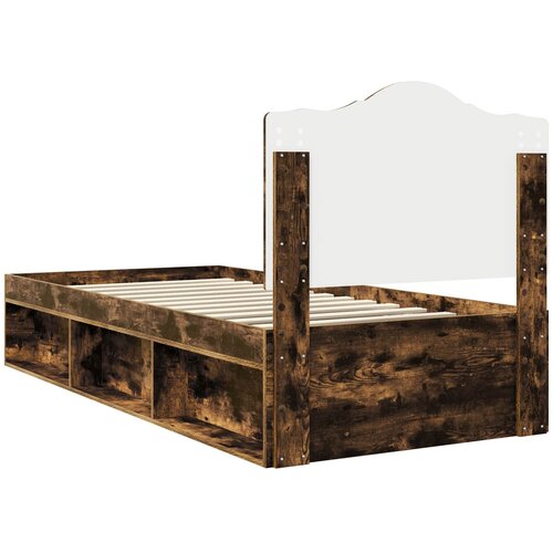  Krevetna konstrukcija s uzglavljem Dimljeni hrast 90 x 200 cm Smeđa 206 x 93 x 100 cm Slike
