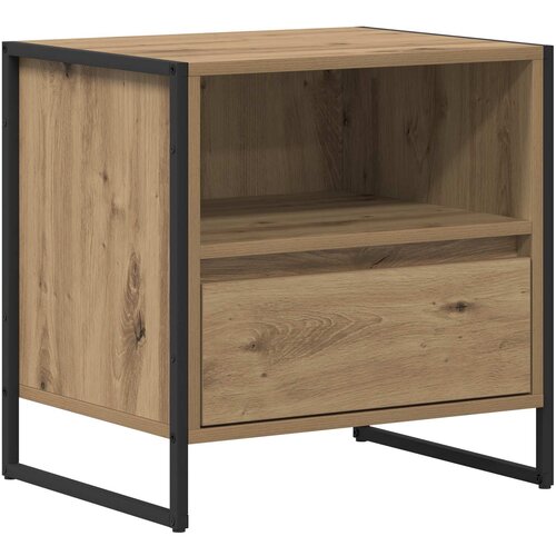 vidaXL Nočna omarica s predalom Oreh 50 x 39,5 x 50 cm Konstruiran les, (5000107221) Cene