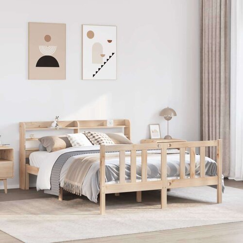  Okvir za krevet s uzglavljem 135 x 190 cm od masivne borovine - Smeđa 135 x 190 cm Cijene