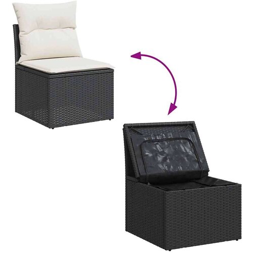 VidaXL 6-dijelni set vrtnih sofa s jastucima crni od poliratana bagrem Slike