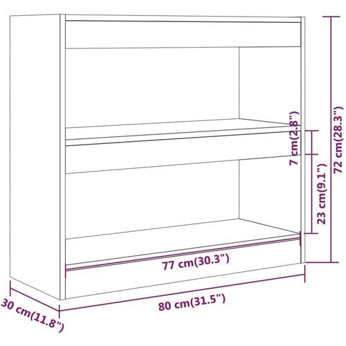 VidaXL Ormarić za knjige / pregrada boja sivog hrasta 80 x 30 x 72 cm Slike