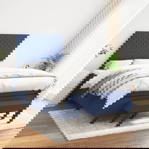 VidaXL Box spring postelja z vzmetnico moder 120x200 cm blago Slike