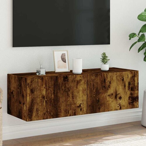  Zidni TV ormarić s LED svjetlima boja hrasta 100 x 35 x 31 cm Slike