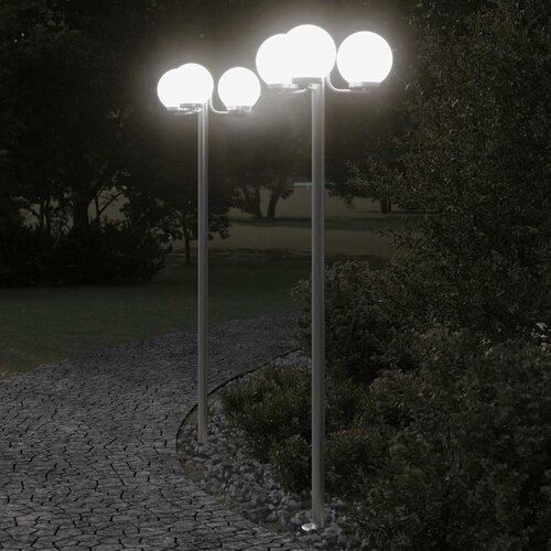 Vanjske podne lampe 2 kom. srebrne 215 cm nehrđajući čelik Slike