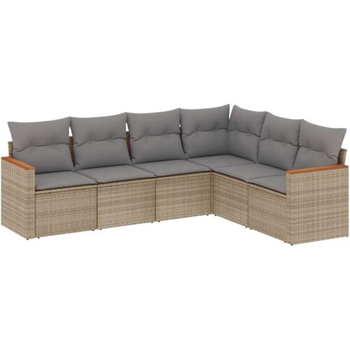  6-dijelni set vrtnih sofa s jastucima bež od poliratana Slike