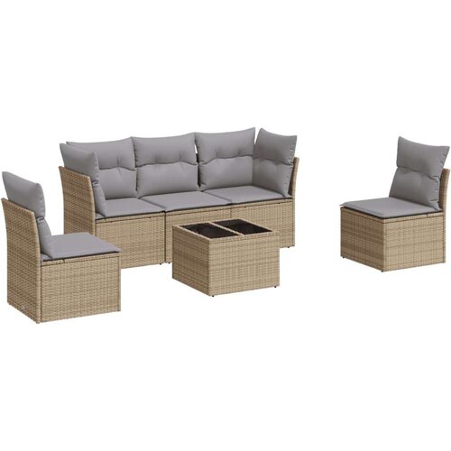 VidaXL 6-dijelni set vrtnih sofa s jastucima bež od poliratana Slike