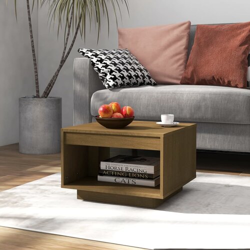The Living Store Klubska mizica medeno rjava 50x50x33,5 cm trdna borovina - Klubska Mizica, (21573681) Slike