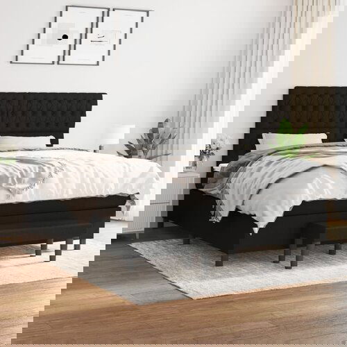 The Living Store Box spring postelja z vzmetnico črna 180x200 cm blago - Box Spring Postelja, (21512036) Slike