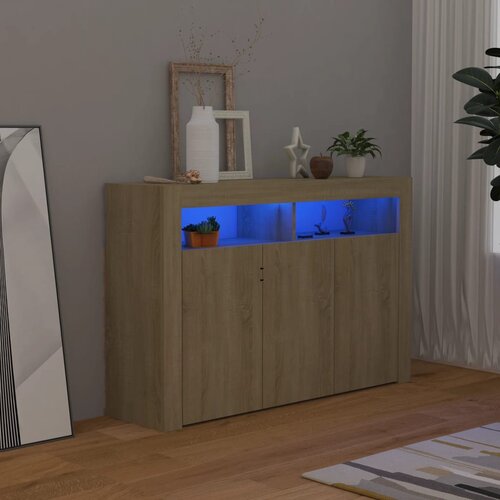 vidaXL Komoda z LED lučkami sonoma hrast 115,5x30x75 cm Cene