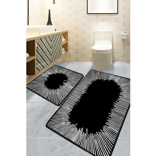  Somber - Black Black Bathmat Set (2 Pieces) Cene