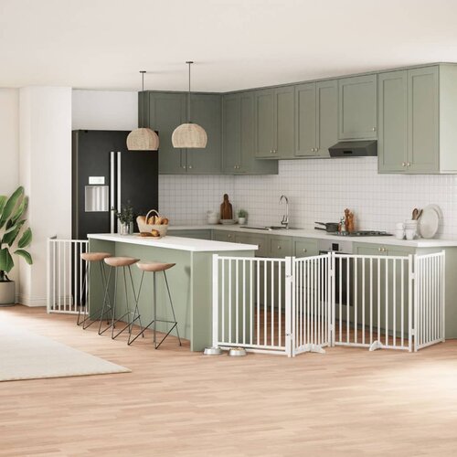 vidaXL Ograda za pse z vrati zložljiva 10 panelov bela 800 cm les Cene