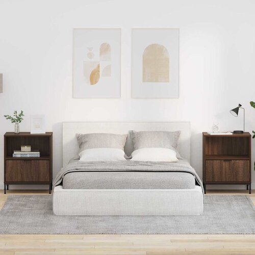 VidaXL Noćni ormarići s ladicama 2 pcs Smeđi hrast 49 x 36 x 61 cm Slike