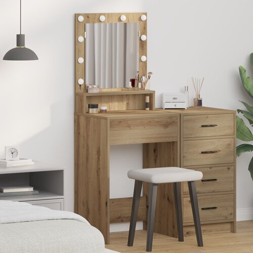 vidaXL Hrastovski stolić Konstruirano drvo 50 x 41 x 135 cm Ogledalo Cijene