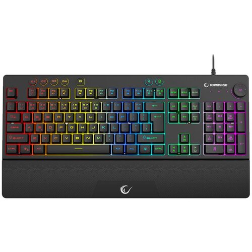  Tastatura gaming RAMPAGE KB-GX65 SIMULA USB RGB illuminated 4 Macro-key English Layout wrist-supported, 42183 Cijene