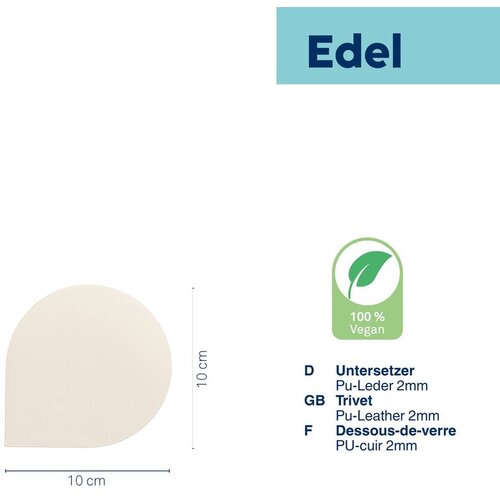 Kela SET PODMETAČA ZA ČA&amp;Scaron;U EDEL, 10x10x0,17cm PU-KOŽA BIJELA 4/1 Slike