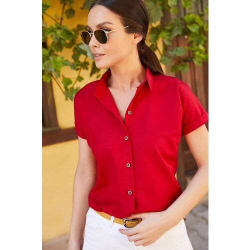 armonika Women's Claret Red Short Sleeve Shirt Cene