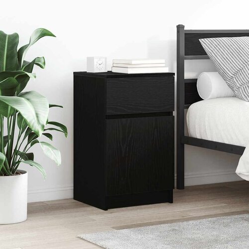 VidaXL Nočna omarica črna 39x35x65 cm inženirski les Slike