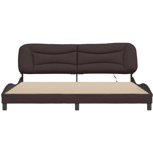  Okvir kreveta s LED svjetlima tamnosmeđi 200x200 cm od tkanine Slike