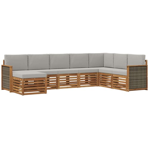 vidaXL Zunanja garnitura za sedenje 6 pcs Naravna in svetlo siva, (5000282212) Cene