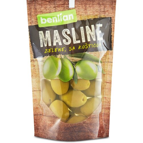 Benlian Foods Zelene masline sa ko&amp;scaron;ticom u dojpaku, 160g Slike
