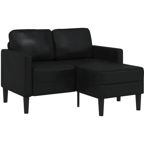 VidaXL Dvosed z ležalnikom v obliki črke L črne barve 125 cm umetno usnje Slike