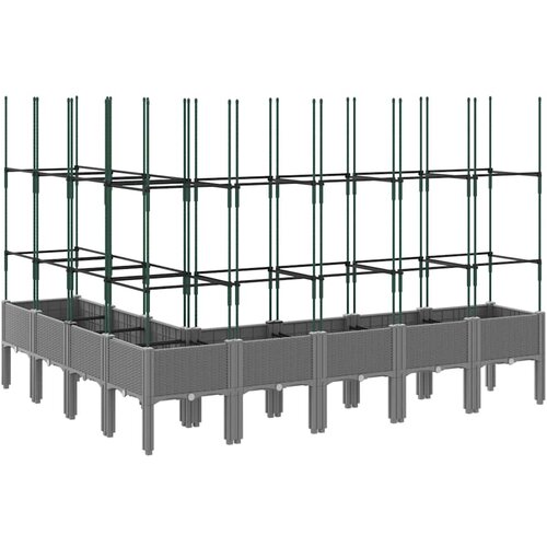  Vrtna sadilica s re&amp;scaron;etkom svjetlosiva 200 x 160 x 142,5 cm PP Slike