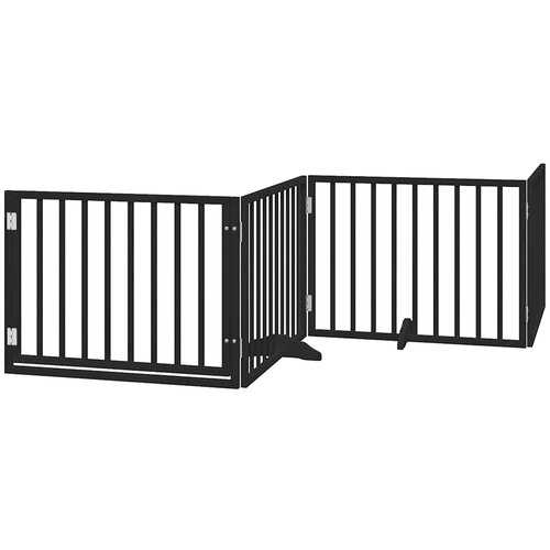  Vrata za pse s vrata&amp;scaron;cima 12 panela sklopiva 960 cm drvo topole Crna 80 x 60 x 2 cm Slike