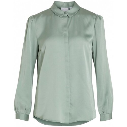 Vila Topi & Bluze Shirt Ellette Satin L/S - Green/Milieu Zelena Cene