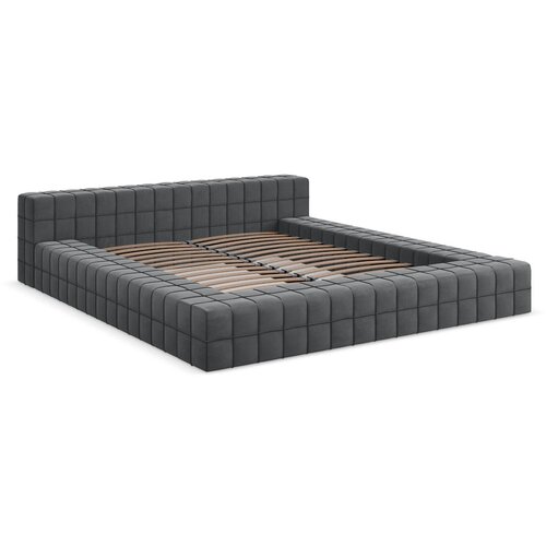 Makamii Tamno sivi tapecirani bračni krevet s podnicom 140x200 cm Akela &amp;ndash; Slike