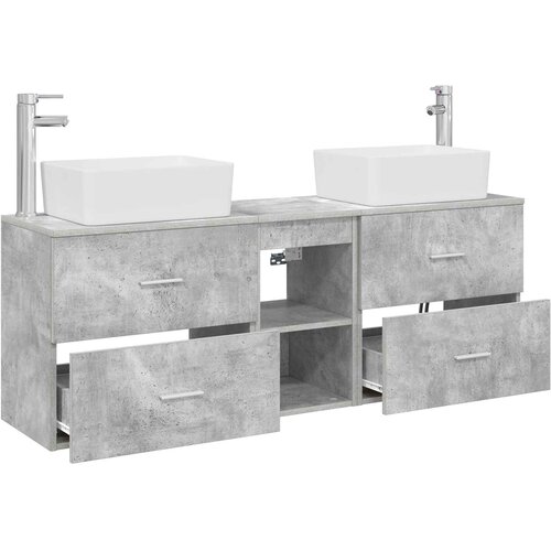  Set ormarića za kupaonicu 3 kom. Betonska siva 136 x 35 x 80 cm Slike