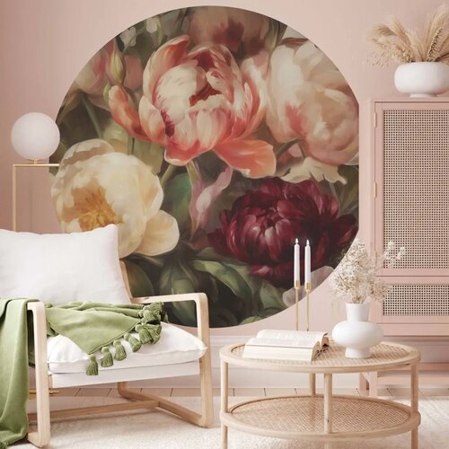 Okrugla fototapeta - Charismatic peonies 230x230 Cene