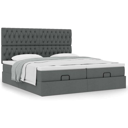 vidaXL Otomanski posteljni okvir z vzmetnicami siv 200x200 cm blago Cene