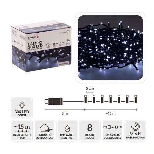  Božićne LED lampice 15 m, 300 LED - hladno bijela Cene