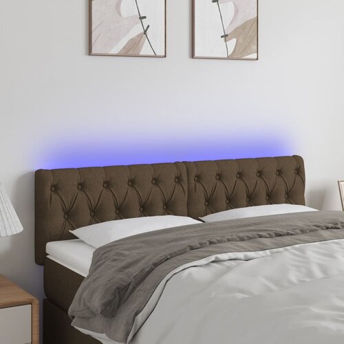 vidaXL LED posteljno vzglavje temno rjavo 160x7x78/88 cm blago Cene