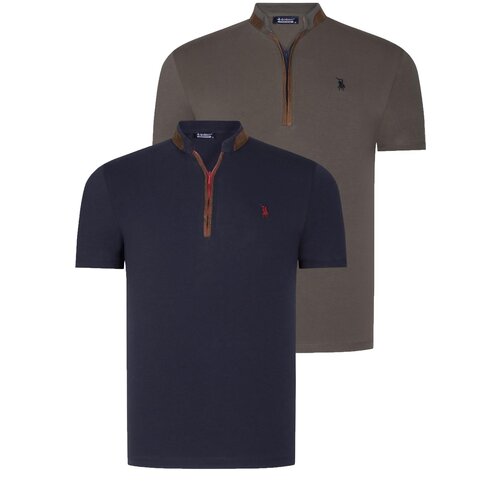 Dewberry DUAL SET T8571 ZIPPER MEN&amp;#039;S T-SHIRT-NAVY BLUE-KHAKI Slike