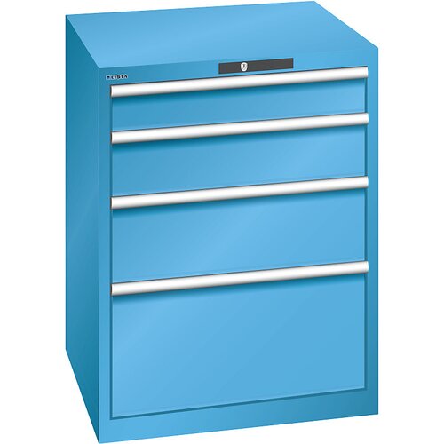 LISTA Predalnik s 4 predali, ŠxGxV 717 x 725 x 850 mm, svetlo moder, nosilnost predalov 75 kg Cene