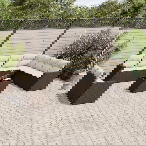 vidaXL 10-dijelni set vrtnih sofa od poliratana s jastucima smeđi Cijene