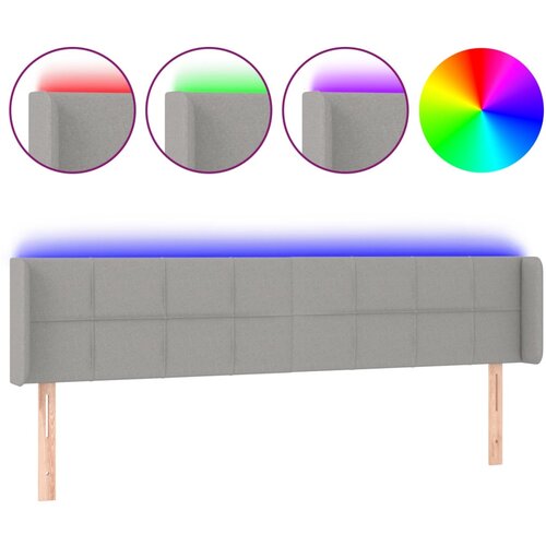 Maison Chic LED Posteljno vzglavje - Vzglavna omarica - Nočna omarica svetlo sivo 203x16x78/88 cm blago, (21708797) Slike