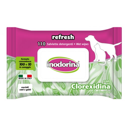 Inodorina vlažne maramice za pse i mačke refresh chlorhexidine 110 kom Slike