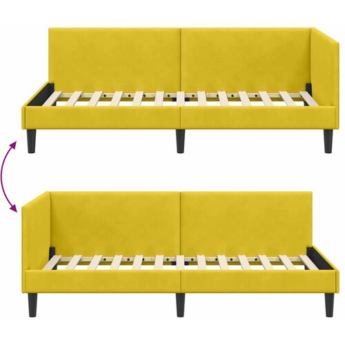  Kutni okvir kreveta s uzglavljem Žuta 100 cm x 200 cm Bar&amp;scaron;un Slike