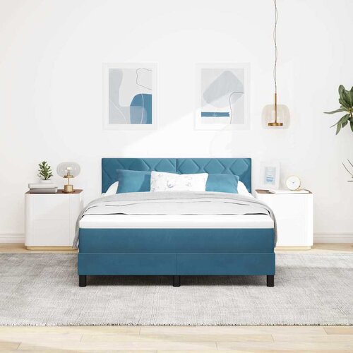  LED Box Spring Krevet Tamno plava 160 x 200 cm Bar&amp;scaron;un Slike