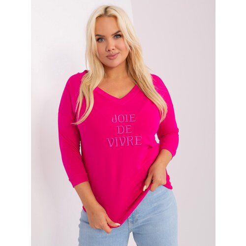 Fashion Hunters Fuchsia women's plus size neckline blouse Slike
