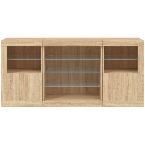  Komoda s LED svjetlima boja hrasta sonome 142,5x37x67 cm Slike