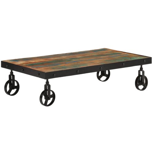 VidaXL Klubska mizica s kolesi trden predelan les 100x55x26 cm Slike