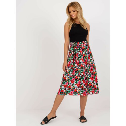 Fashion Hunters Red-and-black flowing skirt with flowers from RUE PARIS Slike